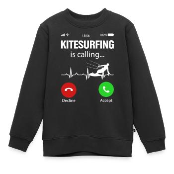 Kitesurfer Kiteboard Kitesurfen Kitesurf - Kinder Premium Organic Sweatshirt - Schwarz - Vorne - AI Model Kid Female (0cm)