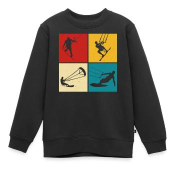 Kitesurfer Kiteboard Kitesurfen Kitesurf - Kinder Premium Organic Sweatshirt - Schwarz - Vorne - AI Model Kid Female (0cm)