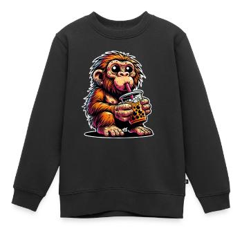 Neandertaler Bubble Tea - Kinder Premium Organic Sweatshirt - Schwarz - Vorne - AI Model Kid Female (0cm)