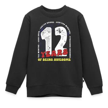 12 Years Birthday Months Days Hours Minutes - Kids Premium Organic Sweatshirt - black - Front - AI Model Kid Female (0cm)