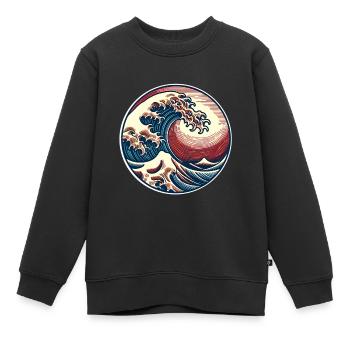 Vague - Sweat Premium enfant bio - noir - Devant - AI Model Kid Female (0cm)
