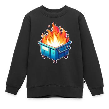 Brûler une poubelle - Sweat Premium enfant bio - noir - Devant - AI Model Kid Female (0cm)