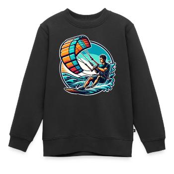 Kitesurfer Kiteboard Kitesurfen Kitesurf - Kinder Premium Organic Sweatshirt - Schwarz - Vorne - AI Model Kid Female (0cm)