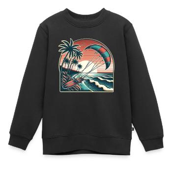 Kitesurfen Kitesurfer Kiteboard - Kinder Premium Organic Sweatshirt - Schwarz - Vorne - AI Model Kid Female (0cm)