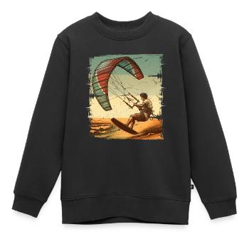 Kitesurfer Kiteboard Kitesurfen Kitesurf - Kinder Premium Organic Sweatshirt - Schwarz - Vorne - AI Model Kid Female (0cm)