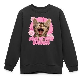 Katze mit frechem Spruch: Witz für Katzenfans - Kinder Premium Organic Sweatshirt - Schwarz - Vorne - AI Model Kid Female (0cm)