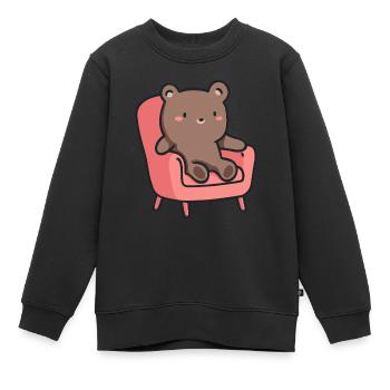 Bär im Sessel: Niedliches Design für Tierfans - Kinder Premium Organic Sweatshirt - Schwarz - Vorne - AI Model Kid Female (0cm)