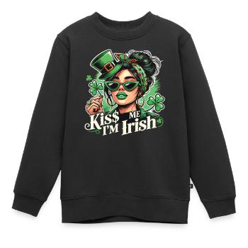 Kiss Me I'm Irish St. Patrick's Day Charme - Kinder Premium Organic Sweatshirt - Schwarz - Vorne - AI Model Kid Female (0cm)
