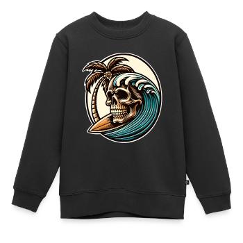 Crâne de surfeur de surf - Sweat Premium enfant bio - noir - Devant - AI Model Kid Female (0cm)