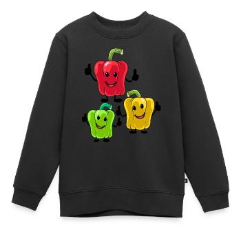 Paprika Gemüse Vegetarisch - Kinder Premium Organic Sweatshirt - Schwarz - Vorne - AI Model Kid Female (0cm)
