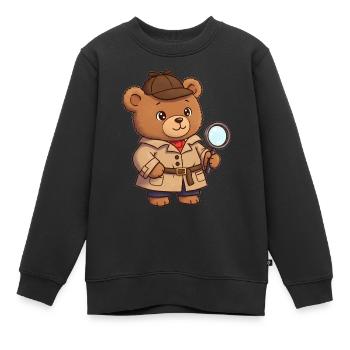 Teddybär Detektiv - Kinder Premium Organic Sweatshirt - Schwarz - Vorne - AI Model Kid Female (0cm)