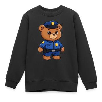 Teddy Bear Policeman - Kids Premium Organic Sweatshirt - black - Front - AI Model Kid Female (0cm)