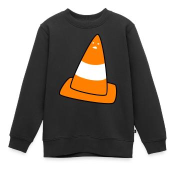cône de signalisation avec visage - Sweat Premium enfant bio - noir - Devant - AI Model Kid Female (0cm)
