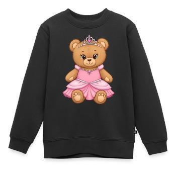 Ours en peluche Princesse - Sweat Premium enfant bio - noir - Devant - AI Model Kid Female (0cm)
