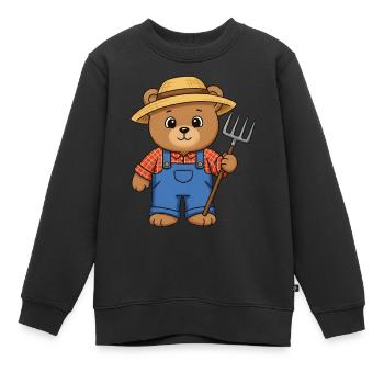 Teddybär Farmer - Kinder Premium Organic Sweatshirt - Schwarz - Vorne - AI Model Kid Female (0cm)