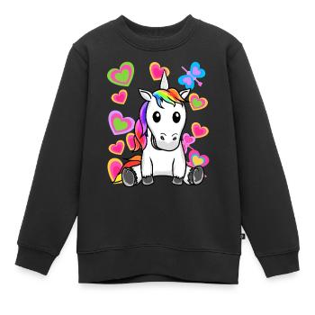 Licorne Licornes Enfants Enfant - Sweat Premium enfant bio - noir - Devant - AI Model Kid Female (0cm)