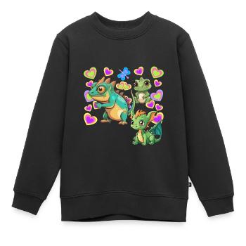 Dino Dinos Enfant Enfants - Sweat Premium enfant bio - noir - Devant - AI Model Kid Female (0cm)