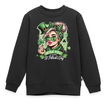 Irish You St. Patrick's Day Stilvoll Feiern - Kinder Premium Organic Sweatshirt - Schwarz - Vorne - AI Model Kid Female (0cm)