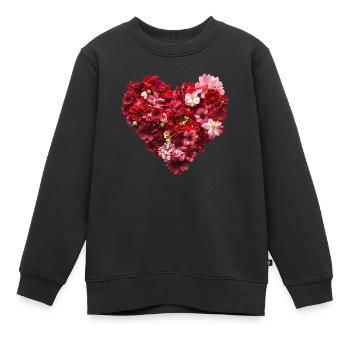 Coeur de Fleurs Rouges - Passionate Flower Pr - Sweat Premium enfant bio - noir - Devant - AI Model Kid Female (0cm)