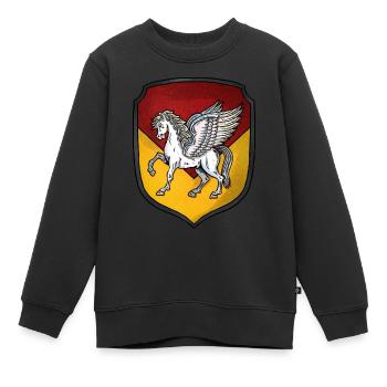 Armoiries Pégase d’argent - Sweat Premium enfant bio - noir - Devant - AI Model Kid Female (0cm)
