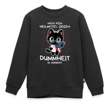 Zynische Forscherkatze – Wissenschaft ohne Gnade - Kinder Premium Organic Sweatshirt - Schwarz - Vorne - AI Model Kid Female (0cm)