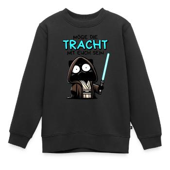 Möge die Tracht mit euch sein – Nerdkatze - Kinder Premium Organic Sweatshirt - Schwarz - Vorne - AI Model Kid Female (0cm)