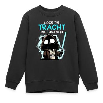 Möge die Tracht mit euch sein – Nerdkatze - Kinder Premium Organic Sweatshirt - Schwarz - Vorne - AI Model Kid Female (0cm)