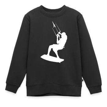 Kitesurfing Silhouette Kiteboarding Kitesurfer - Kinder Premium Organic Sweatshirt - Schwarz - Vorne - AI Model Kid Female (0cm)