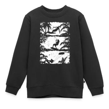 Kitesurfing Silhouette Kiteboarding Kitesurfer - Kinder Premium Organic Sweatshirt - Schwarz - Vorne - AI Model Kid Female (0cm)