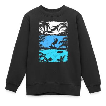 Kitesurfing Silhouette Kitesurfer Kiteboarding - Kinder Premium Organic Sweatshirt - Schwarz - Vorne - AI Model Kid Female (0cm)
