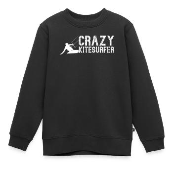 Kiteboarding - Crazy Kitesurfer - Kinder Premium Organic Sweatshirt - Schwarz - Vorne - AI Model Kid Female (0cm)