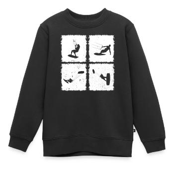 Kitesurfing Silhouette Kiteboarding Kitesurfer - Kinder Premium Organic Sweatshirt - Schwarz - Vorne - AI Model Kid Female (0cm)