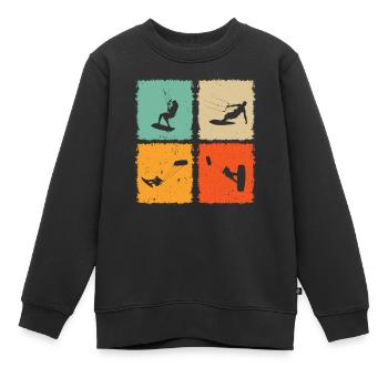 Kitesurfing Silhouette Kitesurfer Kiteboarding - Kinder Premium Organic Sweatshirt - Schwarz - Vorne - AI Model Kid Female (0cm)