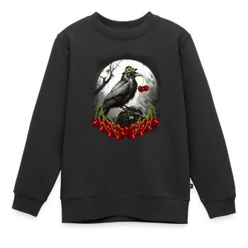 Sommerzeit Kirschen Kirsche Raben Rabe Krähe - Kinder Premium Organic Sweatshirt - Schwarz - Vorne - AI Model Kid Female (0cm)