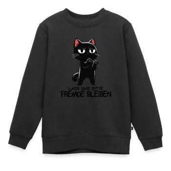 Lass unsFremde bleiben - Schwarze Katze Zynisch - Kinder Premium Organic Sweatshirt - Schwarz - Vorne - AI Model Kid Female (0cm)