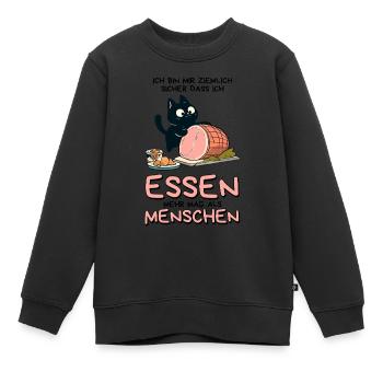 Lieber Essen als Menschen - Süße Schwarze Katze - Kinder Premium Organic Sweatshirt - Schwarz - Vorne - AI Model Kid Female (0cm)