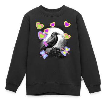 Nature Mystical Spring Bird Crow Raven Children - Kids Premium Organic Sweatshirt - black - Front - AI Model Kid Female (0cm)