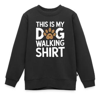 C’est ma chemise de promenade pour chien - Sweat Premium enfant bio - noir - Devant - AI Model Kid Female (0cm)