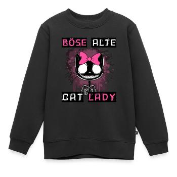 Boese alte Cat Lady Niedlich? Nein, nur gefährlich - Kinder Premium Organic Sweatshirt - Schwarz - Vorne - AI Model Kid Female (0cm)
