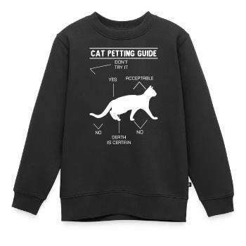 Guide de caresses pour chat - Sweat Premium enfant bio - noir - Devant - AI Model Kid Female (0cm)