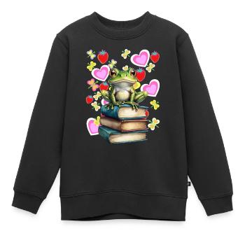 Grenouille Grenouilles Crapaud - Sweat Premium enfant bio - noir - Devant - AI Model Kid Female (0cm)