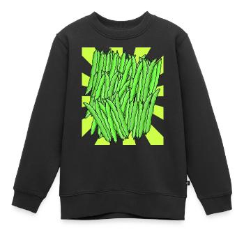 Grüne Bohnen Bohne Gemüse Retro Vintage - Kinder Premium Organic Sweatshirt - Schwarz - Vorne - AI Model Kid Female (0cm)