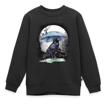 Krähe Krähen Raben Rabe mystisch Halloween - Kinder Premium Organic Sweatshirt - Schwarz - Vorne - AI Model Kid Female (0cm)