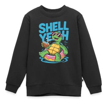 Shell yeah – Chill Turtle - Sweat Premium enfant bio - noir - Devant - AI Model Kid Female (0cm)