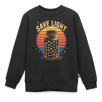 Bespaar licht - Retro vuurvliegjes - Kinder Premium sweater biologisch - zwart - Voor - AI Model Kid Female (0cm)