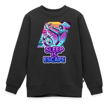 Le sommeil, c’est l’évasion – Le sommeil est la seule issue de secours - Sweat Premium enfant bio - noir - Devant - AI Model Kid Female (0cm)