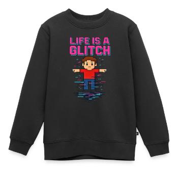 Life Is a Glitch – Das Leben ist ein Glitch - Kinder Premium Organic Sweatshirt - Schwarz - Vorne - AI Model Kid Female (0cm)