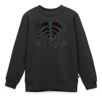 Heart: Offline – Glitch Korrupt Herz Verbindung - Kinder Premium Organic Sweatshirt - Schwarz - Vorne - AI Model Kid Female (0cm)