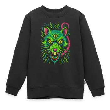 Dreiaugige Neon-Ratte mit Wahnsinnsblick - Kinder Premium Organic Sweatshirt - Schwarz - Vorne - AI Model Kid Female (0cm)