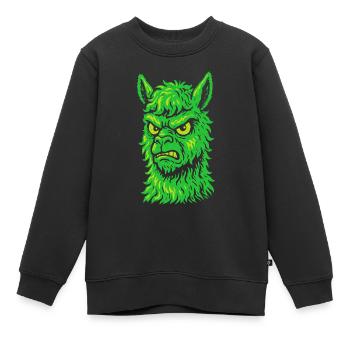Wütendes Neon-Lama mit Killerblick - Kinder Premium Organic Sweatshirt - Schwarz - Vorne - AI Model Kid Female (0cm)